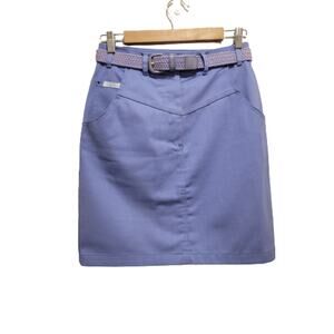 VTG 80s Skirt Purple Mini Denim Skirt with Matching Belt by Together Size 8 #139